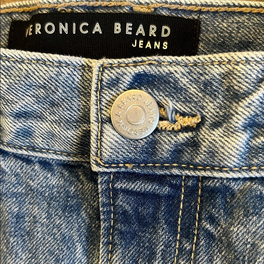 Veronica Beard Carly Kick Flare Jeans High Rise Raw Hem Crop Size 32 Made in USA - Picture 11 of 12